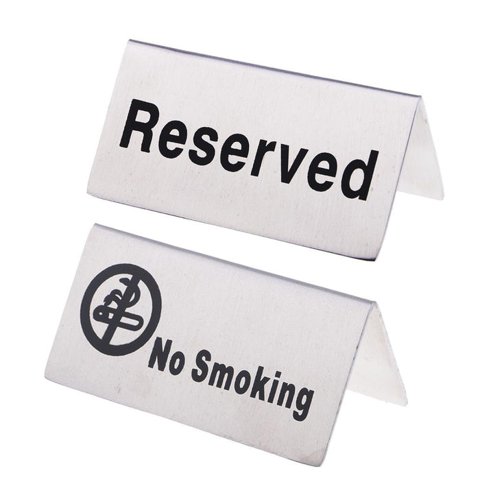 Crofta 100x 50mm Stainless Steel "No-smoking Signs /Reserved" Table Signs #1