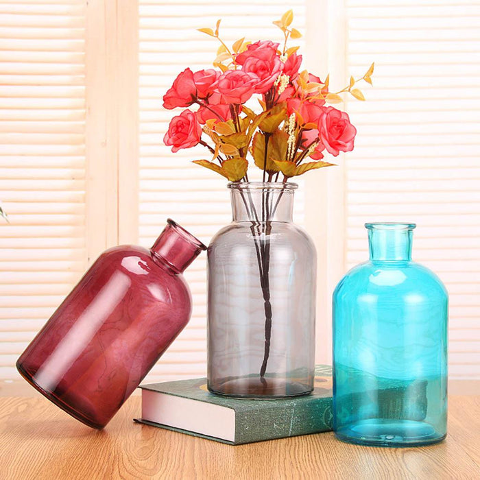 Crofta Colourful Glass Vase European Style Flower Vase Home Decor Smoky-gray(L)