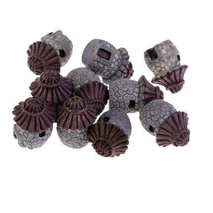 Crofta Village Thatch House Micro Landscape Resin Craft Decoration Gray Round