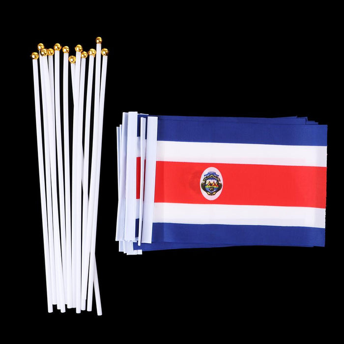 Crofta 12PCS Flag Flags Banner Hand Waving Flag National Pride Flag Costa Rica