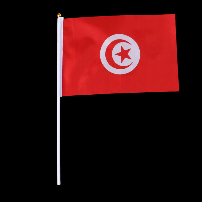 Crofta 12PCS Flag Flags Banner Hand Waving Flag National Pride Flag Tunisia