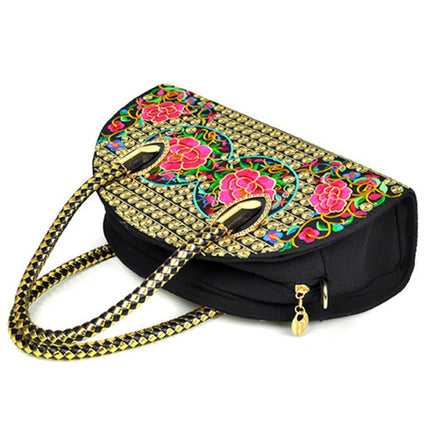 Crofta Vintage Ethnic Embroidery Shoulder Bag Handbag for Woman Girl Gift Red