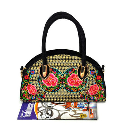 Crofta Vintage Ethnic Embroidery Shoulder Bag Handbag for Woman Girl Gift Red