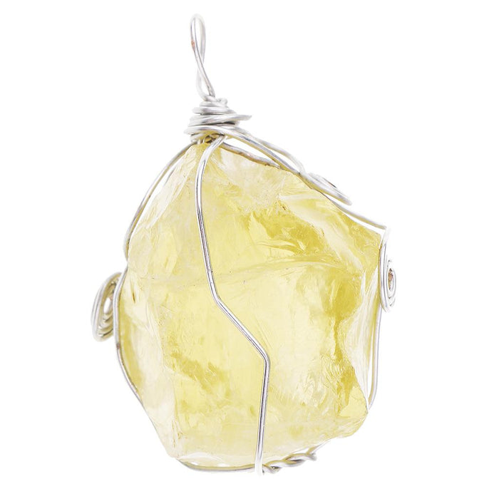 Crofta Wire Wraped Jewelry Natural Citrine Crystal Stone Pendant Handmade Charm