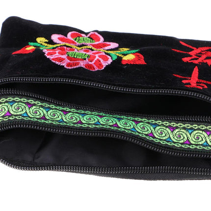 Crofta Vintage Ethnic Shoulder Bag Flower Embroidery Cross Body Messenger Bag A