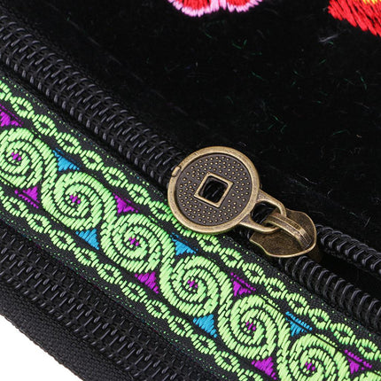 Crofta Vintage Ethnic Shoulder Bag Flower Embroidery Cross Body Messenger Bag A