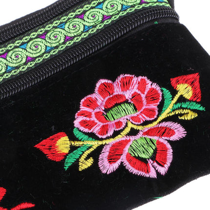 Crofta Vintage Ethnic Shoulder Bag Flower Embroidery Cross Body Messenger Bag A