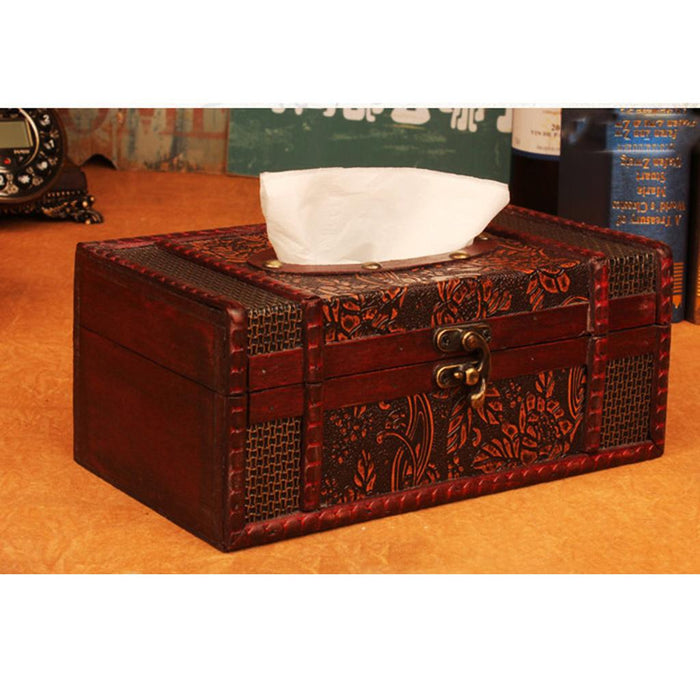 Crofta Wooden Tissue Box Cover Home Car Napkin Toilet Paper Holder Case D