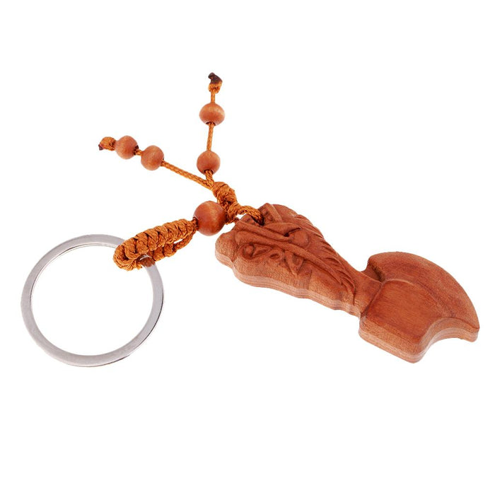 Crofta Wooden Carving Car/Bag/Purse Key Ring Lucky Pendant Key Chain 4