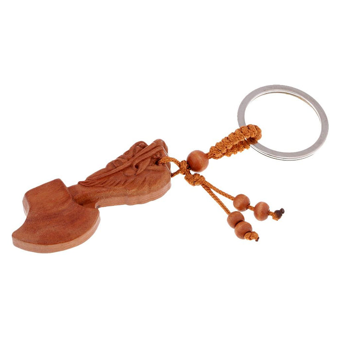 Crofta Wooden Carving Car/Bag/Purse Key Ring Lucky Pendant Key Chain 4