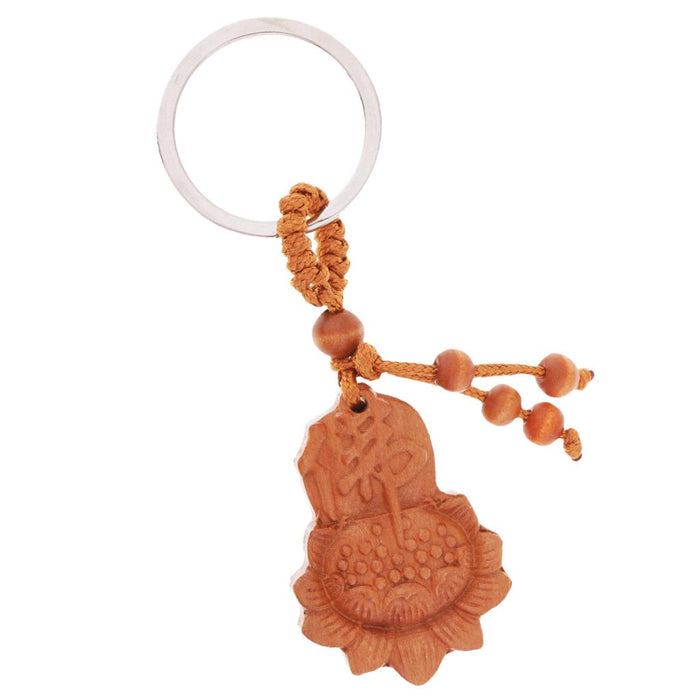 Crofta Wooden Carving Car/Bag/Purse Key Ring Lucky Pendant Key Chain 6