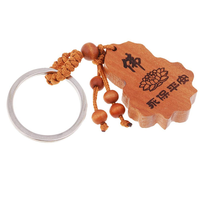 Crofta Wooden Carving Car/Bag/Purse Key Ring Lucky Pendant Key Chain 6