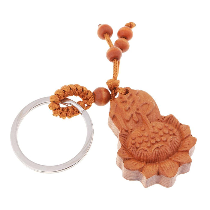 Crofta Wooden Carving Car/Bag/Purse Key Ring Lucky Pendant Key Chain 6