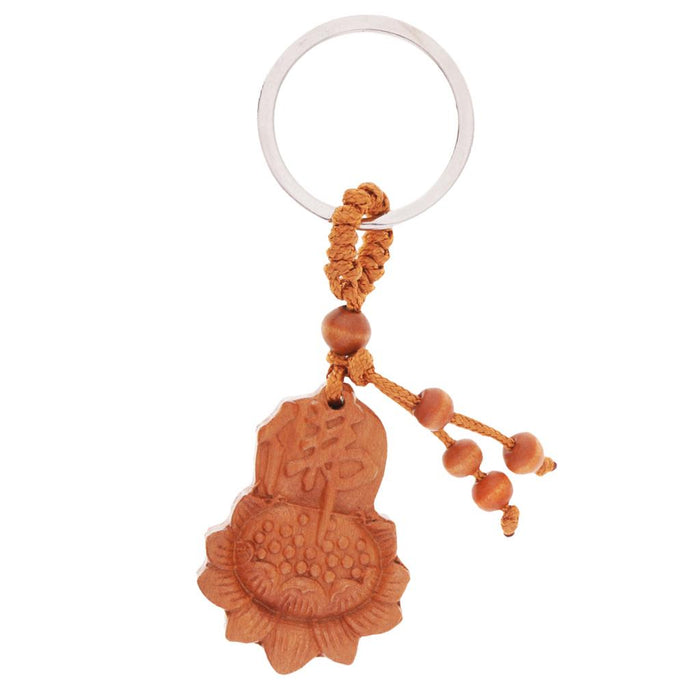 Crofta Wooden Carving Car/Bag/Purse Key Ring Lucky Pendant Key Chain 6