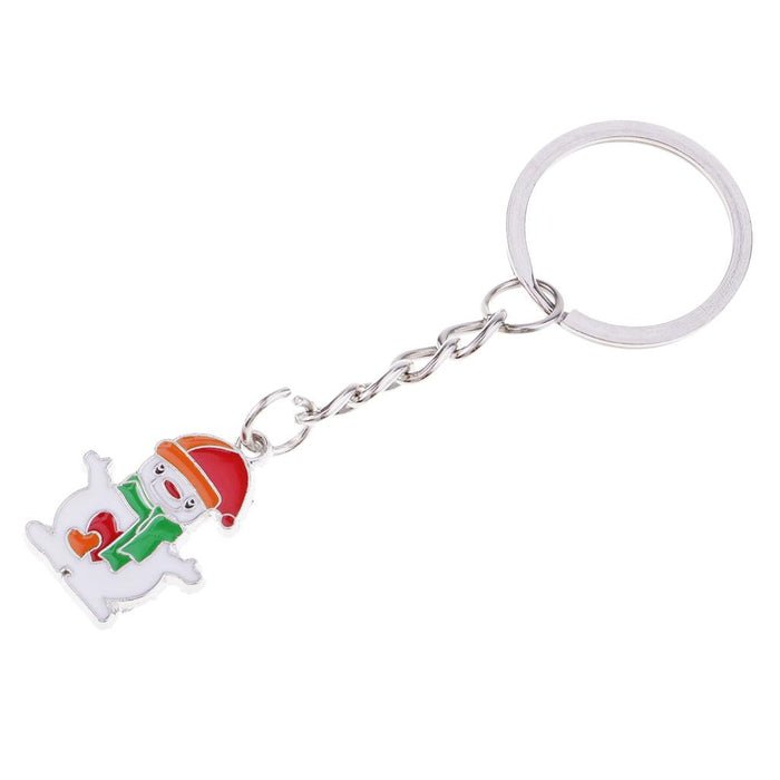 Crofta Woman Christmas Keychain Key Ring Phone Chain for Handbag Car Key Decor Snowman 2