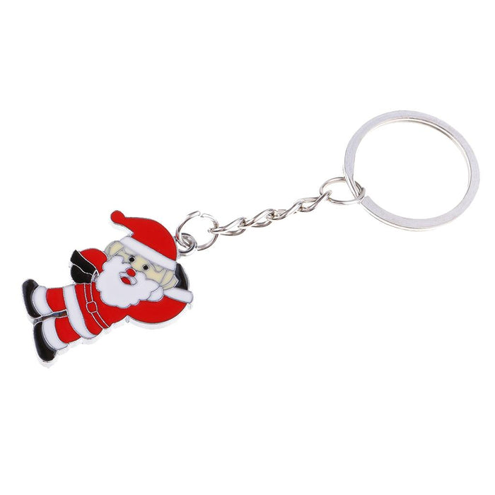 Crofta Woman Christmas Keychain Key Ring Phone Chain for Handbag Car Key Decor Santa 9