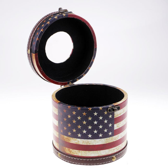 Crofta Wooden Cylinder Tissue Box Towel Napkin Holder Container Stripes Flag