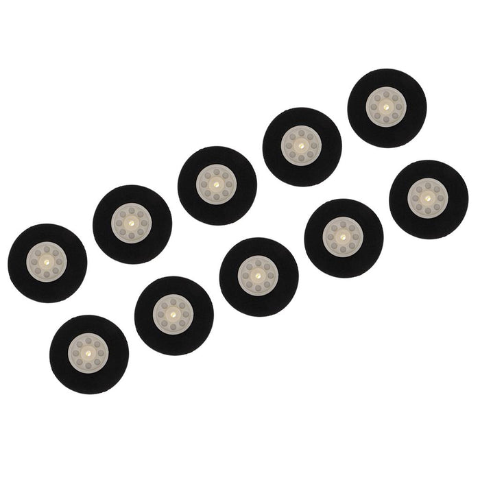 Crofta 10 Pieces Black Sponge Wheels Tire for RC Airplane Model Toy Diameter 50mm