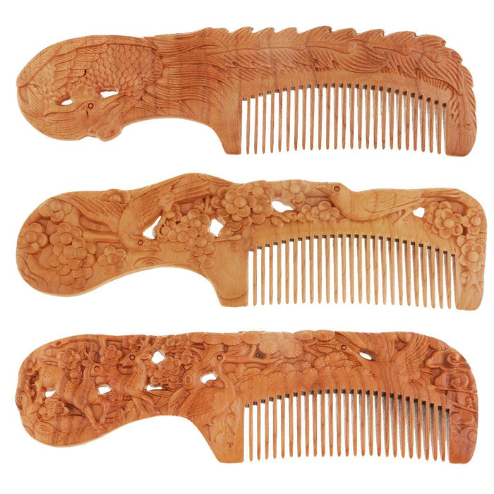 Crofta Wooden Hair Comb Walnut Anti-Static Massage Care Comb Hair Styling Tool A