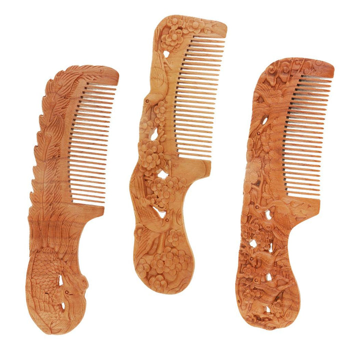 Crofta Wooden Hair Comb Walnut Anti-Static Massage Care Comb Hair Styling Tool A