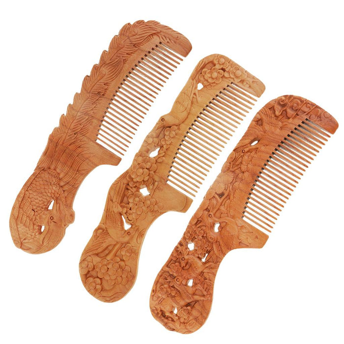 Crofta Wooden Hair Comb Walnut Anti-Static Massage Care Comb Hair Styling Tool A