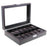 Crofta 12 Slots PU Leather Watch Display Case Glass Top Locking Storage Organizer