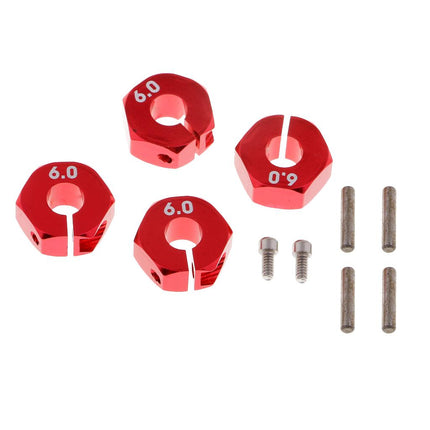 Crofta 12x6mm Wheel Hex Rim Hub Drive Adapter for 1/10 Traxxas Slash RC Cars Red