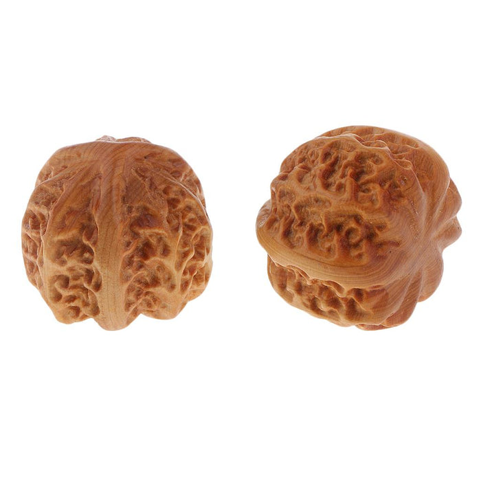 Crofta 1 Pair Handcraft Craft Wooden Pecan Walnut Sculpture Home Desktop Ornaments