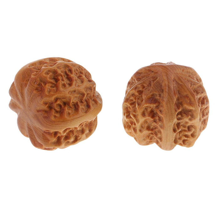 Crofta 1 Pair Handcraft Craft Wooden Pecan Walnut Sculpture Home Desktop Ornaments