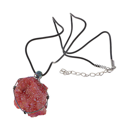 Crofta Vintage Natural Agate Pendant Necklace Handicrafts Agate Gift Red