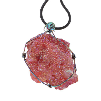 Crofta Vintage Natural Agate Pendant Necklace Handicrafts Agate Gift Red