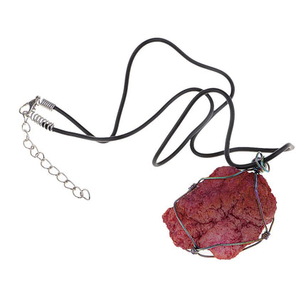 Crofta Vintage Natural Agate Pendant Necklace Handicrafts Agate Gift Red