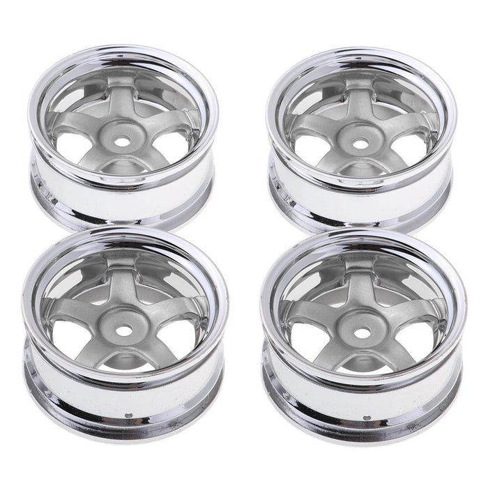 Crofta 1:10 RC Drift Car Models 52mm Wheel Rim Hub Hex for HPI HSP 4 Pieces Silver