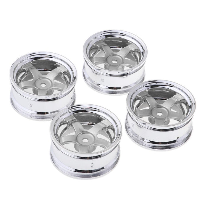 Crofta 1:10 RC Drift Car Models 52mm Wheel Rim Hub Hex for HPI HSP 4 Pieces Silver