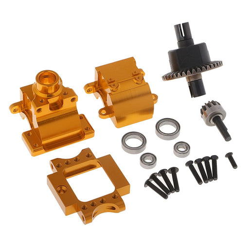 Crofta 1/set Aluminum Alloy Front Rear Gearbox Assembly for HSP 1/10 RC Car Golden