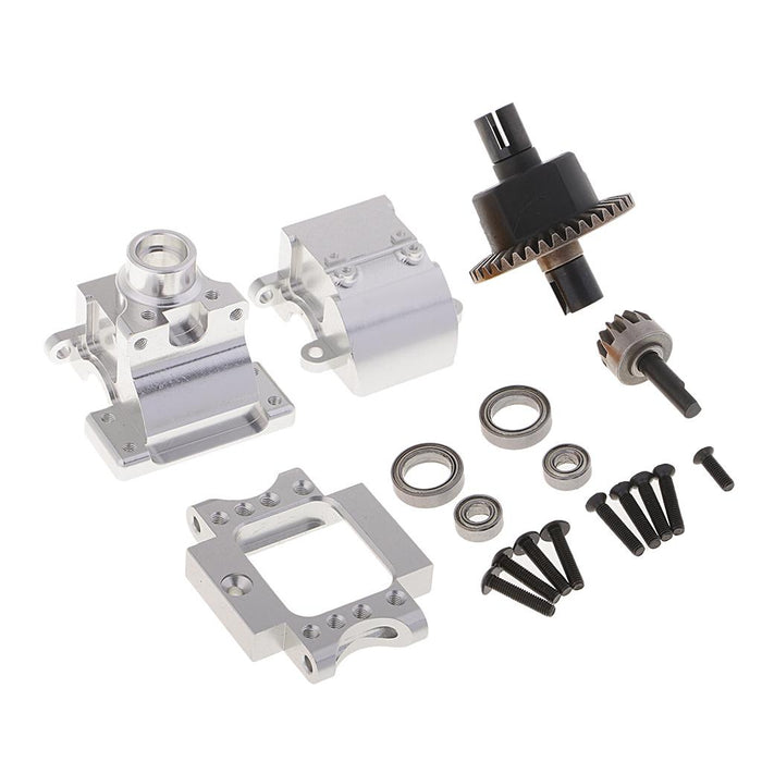 Crofta 1/set Aluminum Alloy Front Rear Gearbox Assembly for HSP 1/10 RC Car Silver