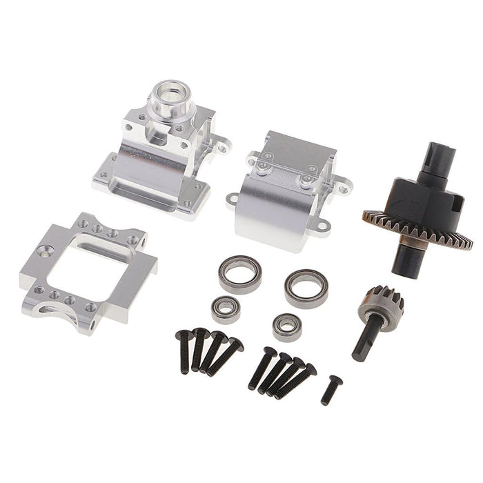 Crofta 1/set Aluminum Alloy Front Rear Gearbox Assembly for HSP 1/10 RC Car Silver