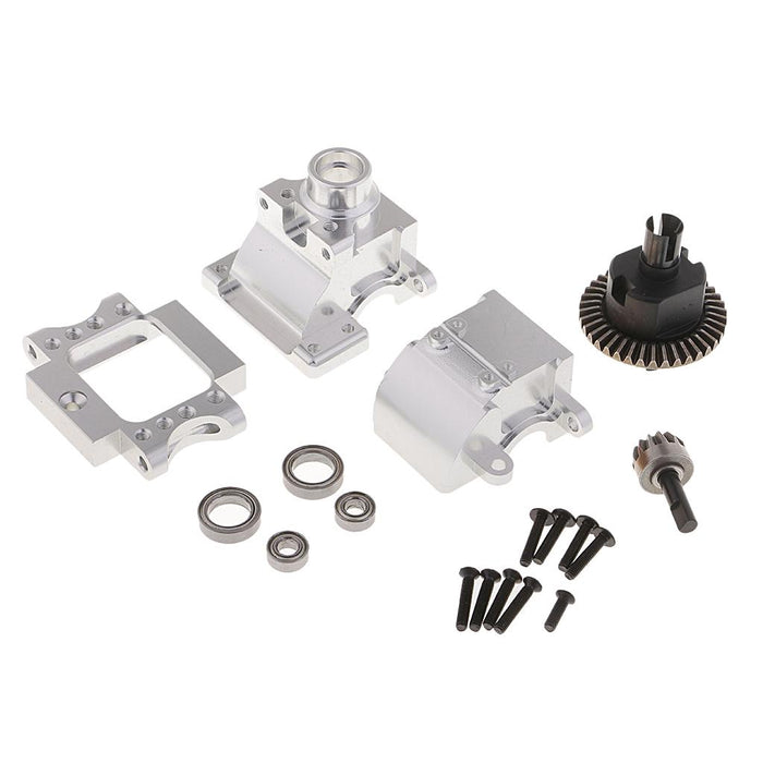 Crofta 1/set Aluminum Alloy Front Rear Gearbox Assembly for HSP 1/10 RC Car Silver