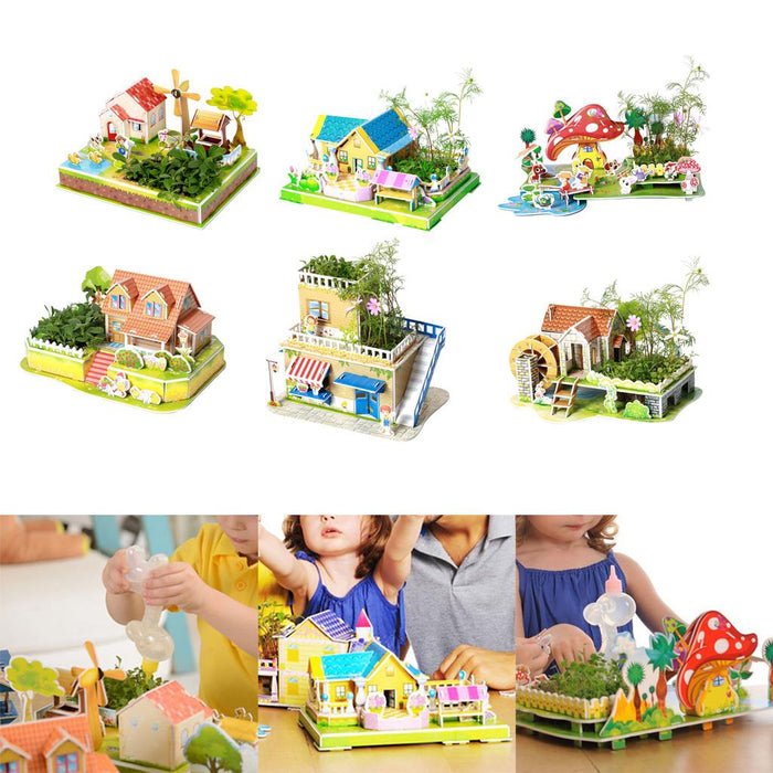 Crofta 3D House Jigsaw Puzzle Model Building Kits for Kids Educational Toy Gift Z01