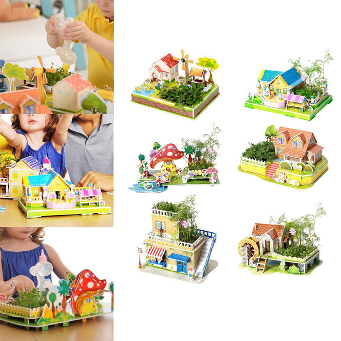 Crofta 3D House Jigsaw Puzzle Model Building Kits for Kids Educational Toy Gift Z01