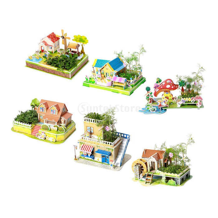 Crofta 3D House Jigsaw Puzzle Model Building Kits for Kids Educational Toy Gift Z01