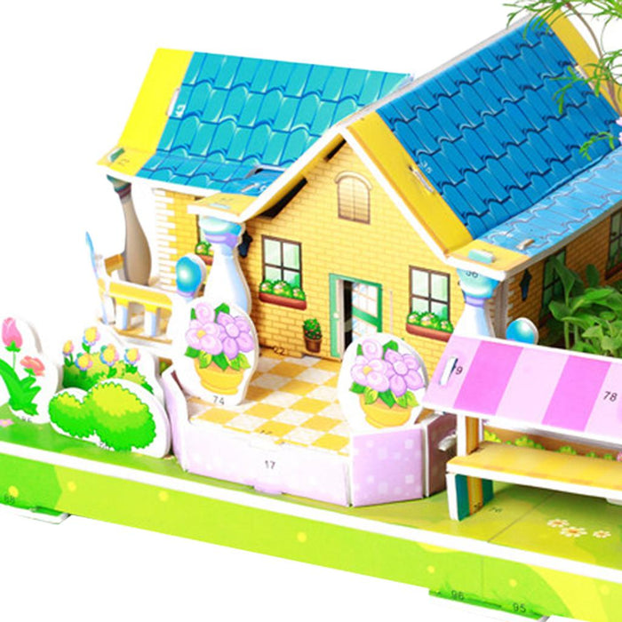 Crofta 3D House Jigsaw Puzzle Model Building Kits for Kids Educational Toy Gift Z02