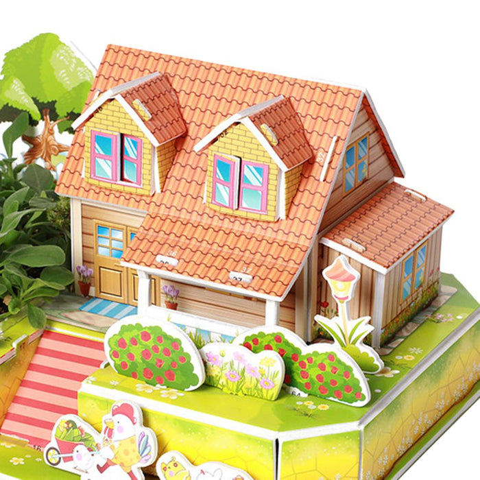 Crofta 3D House Jigsaw Puzzle Model Building Kits for Kids Educational Toy Gift Z04