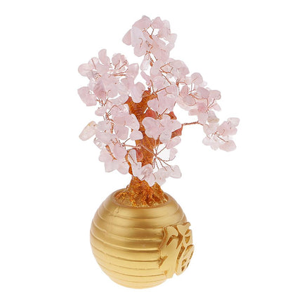 Crofta Wealth Lucky Money Tree Feng Shui Crystal Plastic Tree Home Decor Pink