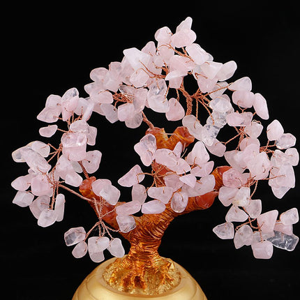 Crofta Wealth Lucky Money Tree Feng Shui Crystal Plastic Tree Home Decor Pink