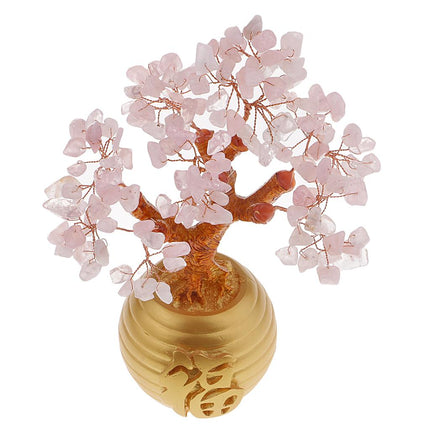 Crofta Wealth Lucky Money Tree Feng Shui Crystal Plastic Tree Home Decor Pink