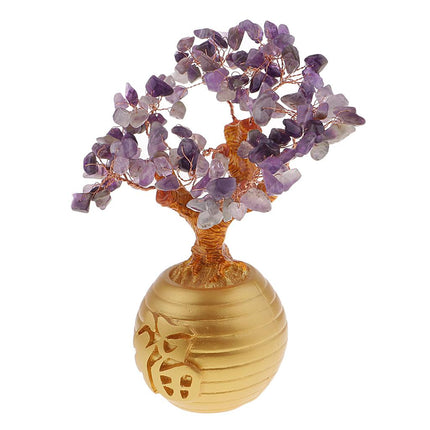 Crofta Wealth Lucky Money Tree Feng Shui Crystal Plastic Tree Home Decor Purple