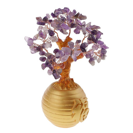 Crofta Wealth Lucky Money Tree Feng Shui Crystal Plastic Tree Home Decor Purple