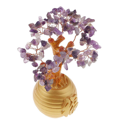 Crofta Wealth Lucky Money Tree Feng Shui Crystal Plastic Tree Home Decor Purple