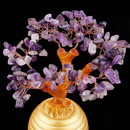 Crofta Wealth Lucky Money Tree Feng Shui Crystal Plastic Tree Home Decor Purple